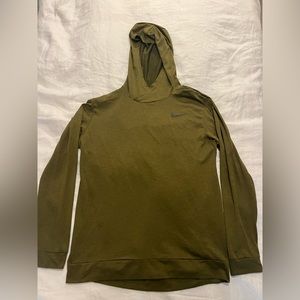 Green dry fit Nike running pullover with hood